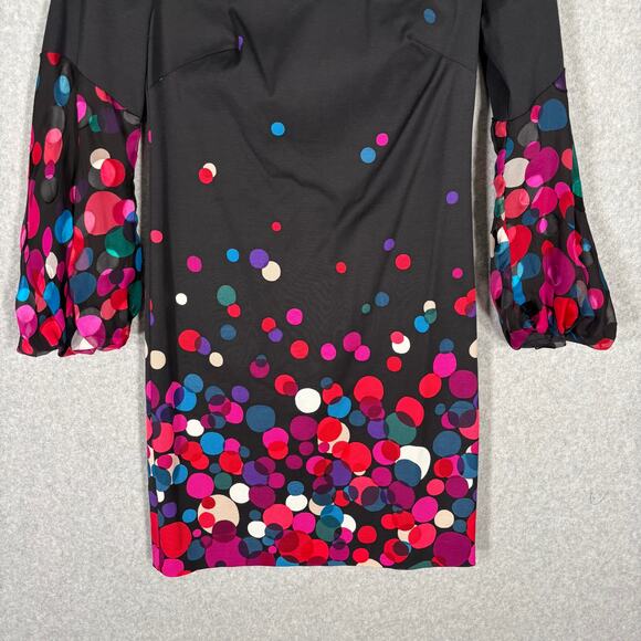 Trina Turk Dress 0 Pink Silk Shift‎ Bubbly Puff Sheer Sleeves Party Cocktail Mod - Picture 3 of 16